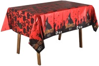 Nappe rectangulaire d'Halloween, design château et fantômes modernes, en PE lavable, pour pique-nique et fête