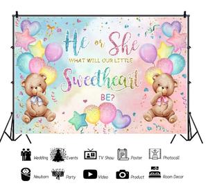 Neuer Bär Geschlecht enthüllte Kulisse Er oder SieNeugeborene Jungen oder Mädchen Baby-Bebei Kulisse Fotografie Hintergrund Fotokabine Requisiten - Product Image 2