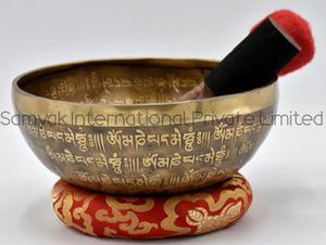 งานฝีมือโลหะแบบโบราณใช้ในบ้านพิมพ์ลายได้ตามต้องการชามอัลลอยบำบัดเสียงแบบทันสมัยเคลือบอ่อนสำหรับโยคะแบบดั้งเดิม - Product Image 5