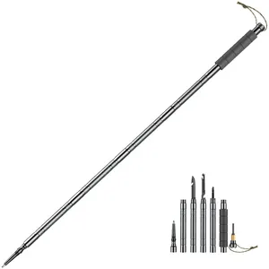 AJOTEQPT Ngoài Trời Stick Survival Tool Đa Chức Năng Nhôm Gấp Siêu Nhẹ Khóa Nhanh Trekking Ba Lan Đi Bộ Đường Dài Trekking Cực