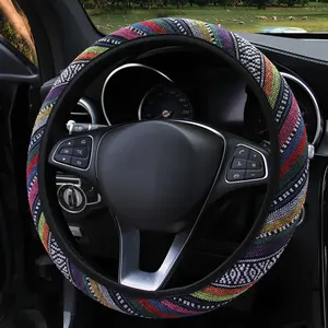 Fashion Breathable Hand-stitched Steering Wheel Cover Universal fit Most Car Anti Slide