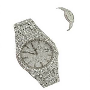 Reloj de Lujo para Hombre con Cristales de Moissanita y Acero Inoxidable, Correa de Acero Inoxidable, Resistente al Agua 10 Bar - Product Image 1