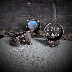 Bague en labradorite en forme de cœur, faite à la main, de qualité supérieure, tendance, style rétro, bijoux de mode pour femmes - Product Image 3
