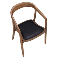 Chinois Antique En Bois Massif de Style D'hôtel En Cuir Loisirs Chaise de Salle À Manger