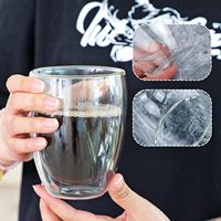 Tasse à café, thé, cappuccino en verre céramique borosilicate à double paroi isolée de 12 oz (350 ml) pour boissons chaudes et froides