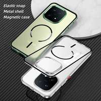 Pour vivo IQOO 15 Étui de protection en métal magnétique à encliquetage élastique avec design antichoc Holster 5G Protection d'objectif en PC givré transparent