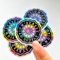 Bas quantité minimale de commande résistant aux UV étanche arc-en-ciel argent Laser 3D hologramme autocollant coloré adhésif découpé paillettes autocollants holographiques