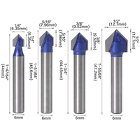 Vástago de 6mm y 1/4 pulgadas, hoja de carburo de 90 grados, ranurado en V, brocas para enrutador de carpintería, cortador de molino para herramientas CNC de carpintería de madera
