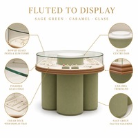 Vitrine d'îlot à cadre métallique et bois, en verre transparent, avec éclairage LED, pour bijouterie, vente en gros