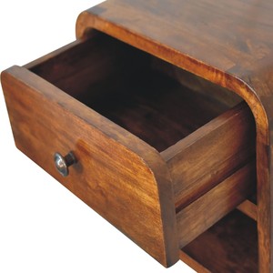 Solid Wood Mini Curve <b>Floating</b> Nightstand 1 Drawer 1 Open Slot Chestnut - Product Image 5