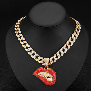 Liontin kepala banteng Hip Hop, aksesori jalanan kalung rantai Kuba berlian imitasi berkilau lapis emas Aloi - Product Image 5
