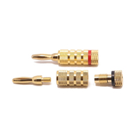 Connecteur banane mâle/femelle plaqué or 24 carats JHTC 4 mm avec verrouillage à vis et prise audio pour haut-parleur, homologué 600 V