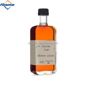 Botella de licor de vidrio transparente de lujo de 500ml <span class=keywords><strong>y</strong></span> 250ml con tapa | Botella de alcohol con forma personalizada para Vodka Whisky Brandy Tequila - Product Image 1