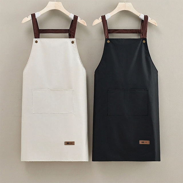 New Style Sleeveless Women's Kitchen Home Cooking Fashionable Waterproof Oilproof One Front Pocket Modern Simple PVC Waist Apron