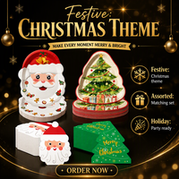 Ensemble de vaisselle jetable pour fête de Noël, assiettes en papier, gobelets, serviettes, couverts, thème Père Noël