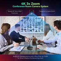 Caméra PTZ 4K à suivi automatique IA avec zoom optique 3X et kit microphone de conférence Bluetooth pour réunions Zoom et Teams