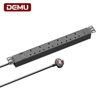 Barre d'alimentation PDU 1U 19 pouces avec interrupteur de surcharge, USB Type-C PD20W, 6 prises standard UK 13A 3250W pour salle de serveurs UKCA
