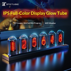 Digital IPS Glow <b>Tube</b> <b>Clock</b> RGB Display Desk <b>Clock</b> Retro Table <b>Clock</b> DIY Image WiFi Weather Desktop Decor - Product Image 4