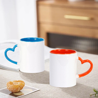 Tazas de Cerámica con Asa en Forma de Corazón, Recubiertas de Color Porcelana de Alta Calidad, Tazas Clásicas para Beber, Tazas de Café Blancas para Sublimación