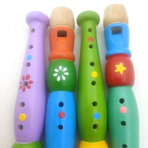Wholesale 6 Hole Colorful Painted Wooden Flute Kids Wind Instrument For Early <b>Musical</b> Enlightenment Educational Toy - Product Image 1
