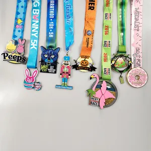 Custom Sublimation 5k Award Medls Box Bespoke 3d Cast Copper Gold Sports Football Dance Soccer Metal Running Medals