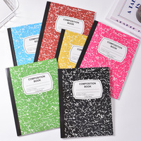 Cahier personnalisé à couverture souple ligné pour étudiants, 100 feuilles, motif marbré multicolore