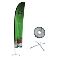 Vente en gros de grande publicité extérieure drapeau plume bannière pôle support Base personnalisable salon de coiffure plage extérieur drapeau volant bannière