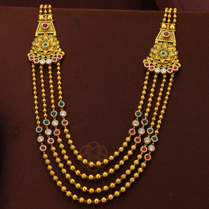Collar de diseñador con capas de oro para mujer, joyería nupcial india tradicional, collar de múltiples cadenas - Product Image 3