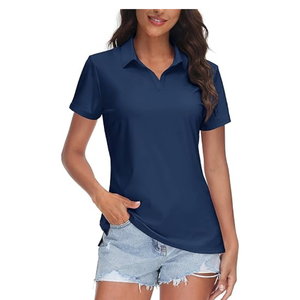 Polo en polyester tricoté uni de couleur personnalisée pour femmes / unisexe, manches courtes, séchage rapide, vêtements décontractés - Product Image 1
