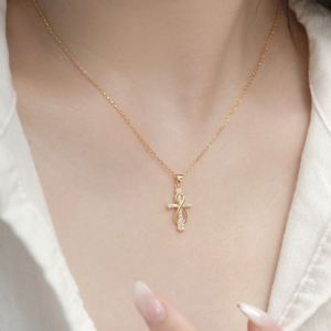 Dylam Fashion 18K Gold Rhodium Plated Sterling Silver 925 Jewelry Women <b>Cross</b> Infinity 5A Zircon Pendant Necklace - Product Image 3