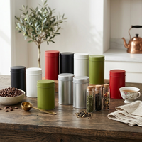 Boîte en fer blanc à double couvercle scellable de qualité alimentaire, conteneur personnalisé avec logo pour thé en vrac, café, matcha, poudre de chocolat, emballage métallique