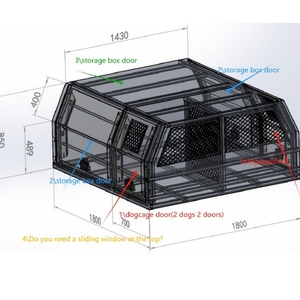 HR Brand 1800mm Waterproof Powder Coated Aluminum Ute Canopy Welded Seams 4x4 Featuring Dog Box Cage <b>Tool</b> <b>Boxes</b> Lockable Design - Product Image 1