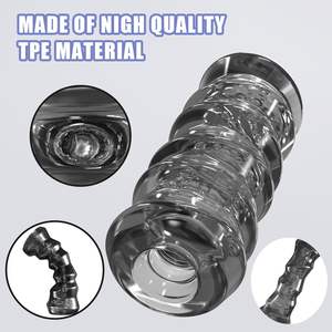 Reusable <strong>Male</strong> Masturbator Cup Penis Sleeve Transparent Crystal Vagina Textured Tunnel Pocket Pussy Stroker Adult Sex <strong>Toy</strong> for Men - Product Image 5