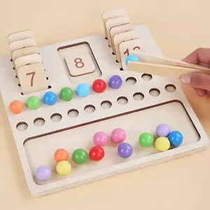 WANHUA 2023 brinquedo educativo montessori de madeira crianças montessori brinquedos De Madeira Contando Board Beads Tray Number Calculation Toy