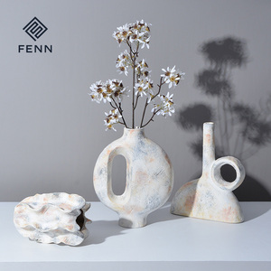 FENN vintage vasos arte minimalista decoración del hogar cerámica <span class=keywords><strong>JARRON</strong></span> rústico estilo antiguo retro arcilla jarrón flores decoración de cerámica hecha a mano - Product Image 3