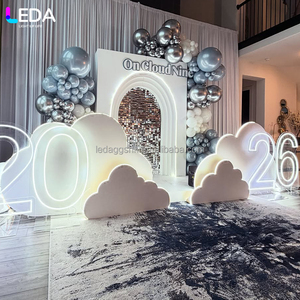 LEDA อุปกรณ์ตกแต่งงานแต่งงานในร่มและงานอีเว้นท์ ฉากหลังอะคริลิค LED สี่เหลี่ยมขนาดใหญ่สีขาวหรูหรา - Product Image 2