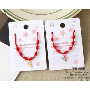 Cheville en acier inoxydable avec nœud à sept étoiles rouge, faite à la main pour femme, bijoux de mode - Product Image 1