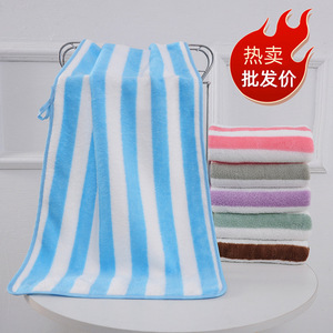 Coral Fleece Striped <b>Towel</b> 35x75 Cm Thickened Absorbent Face And Bath <b>Towel</b> Home Use Quick Dry Rectangle Shape - Product Image 3