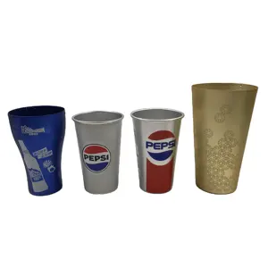 Wholesale cheap metal disposable recyclable ball aluminum beer cups mug aluminum oxide crimped gradient beer mug cup