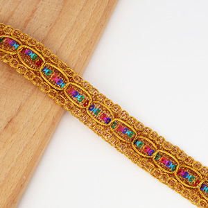Nhà Máy Trực Tiếp Trong Kho 8-Từ Sequins Vàng Bạc Ren Quần Áo Phụ Kiện Organza Vải Với Hạt Trang Trí Cho Giày - Product Image 6