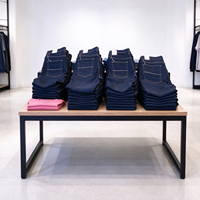 Portant à vêtements pour magasin, noir, avec poteaux à fentes, étagère en bois, rail de suspension, table de présentation ronde, CE ETL, vente en gros