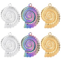 Pendentif Nautilus en acier inoxydable de 30 mm, plaqué or 18 carats, série Océan, breloques coquillages pour la fabrication de bijoux DIY