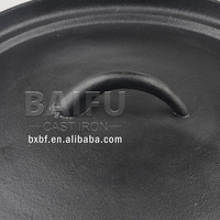 BBQ Camping Batterie de cuisine en fonte Four hollandais en fonte de camp profond pré-assaisonné Camping Sauce Pot Four hollandais extérieur avec lève-couvercle