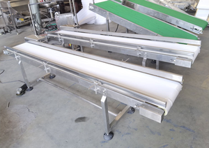 पोर्टेबल फ्लैट बेल्ट कन्वेयर सिस्टम टिकाऊ पु रबर एंटी-बैक्टीरियल एडजस्टेबल स्पीड - Product Image 2