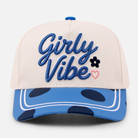 Casquette de baseball structurée à 5 panneaux, profil haut, avec broderie 3D personnalisée, visière à pois, bicolore, style trucker, vente en gros