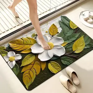 Alfombras de baño con aislamiento térmico de precio sorpresa, alfombrillas ignífugas y ignífugas para suelo, alfombras 3D rectangulares con estampado de tulipán azul fresco