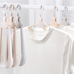 Portable One-Click Folding <strong>Hanger</strong> <strong>Multi</strong>-<strong>Function</strong> Plastic Clothes Drying Rack for Home Travel - Product Image 2