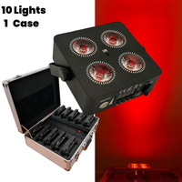 Lot de 10 projecteurs LED PAR sans fil 4x18W 6-en-1 RGBWAUV sur batterie, avec télécommande IR et application, pour mariages, DJ, discothèques et éclairage de scène, avec étui de transport
