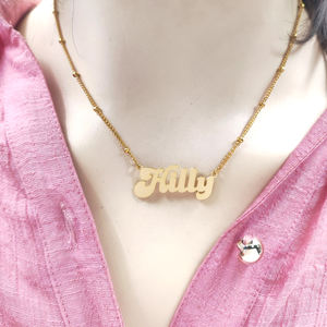 Benutzer definierte Namens kette Edelstahl 18 Karat vergoldet Frauen <span class=keywords><strong>Name</strong></span> Brief Halskette Personal isiert anpassen Namens schmuck für Frauen - Product Image 6