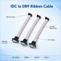 IDC zu DB9 Flachbandkabel 28 AWG Männliches D-Sub Serielles Kabel 9-poliger RS-232 Kabelbaum